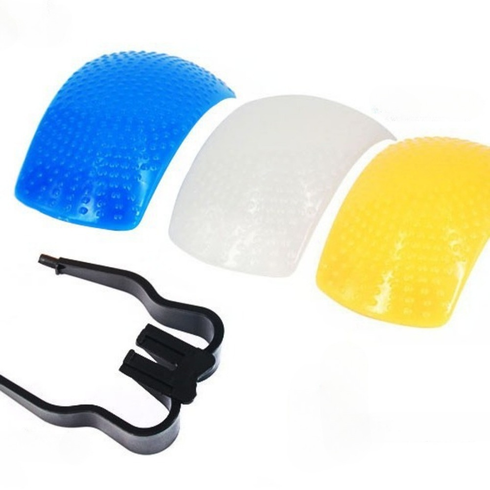 Pop Up Flash Diffuser - ユニバーサルポップアップカメラフラッシュディフューザー 3色PEソフトボックスキット 5段階調整可能なブラケットアダプター DSLRスピードライト用