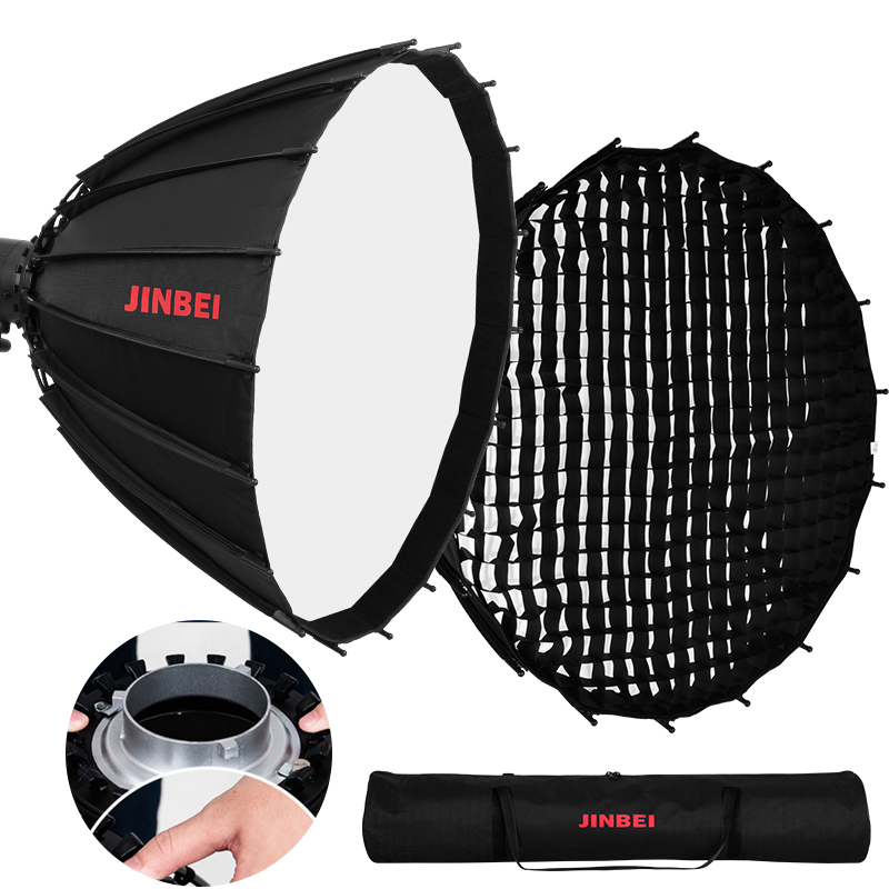 Photography Umbrella Diffuser - JINBEI 120cm深型反射パラボリックスピードライトソフトボックス写真撮影用ボーエンズマウントアンブレラソフトボックス（バッグ、ディフューザー、グリッド付き）
