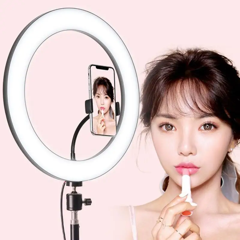 Photography Youtube - 3モードミニLEDデスクトップビデオリングライト、自撮りランプ、三脚スタンド付き、YouTube、TikTok、ライブ写真撮影スタジオ用