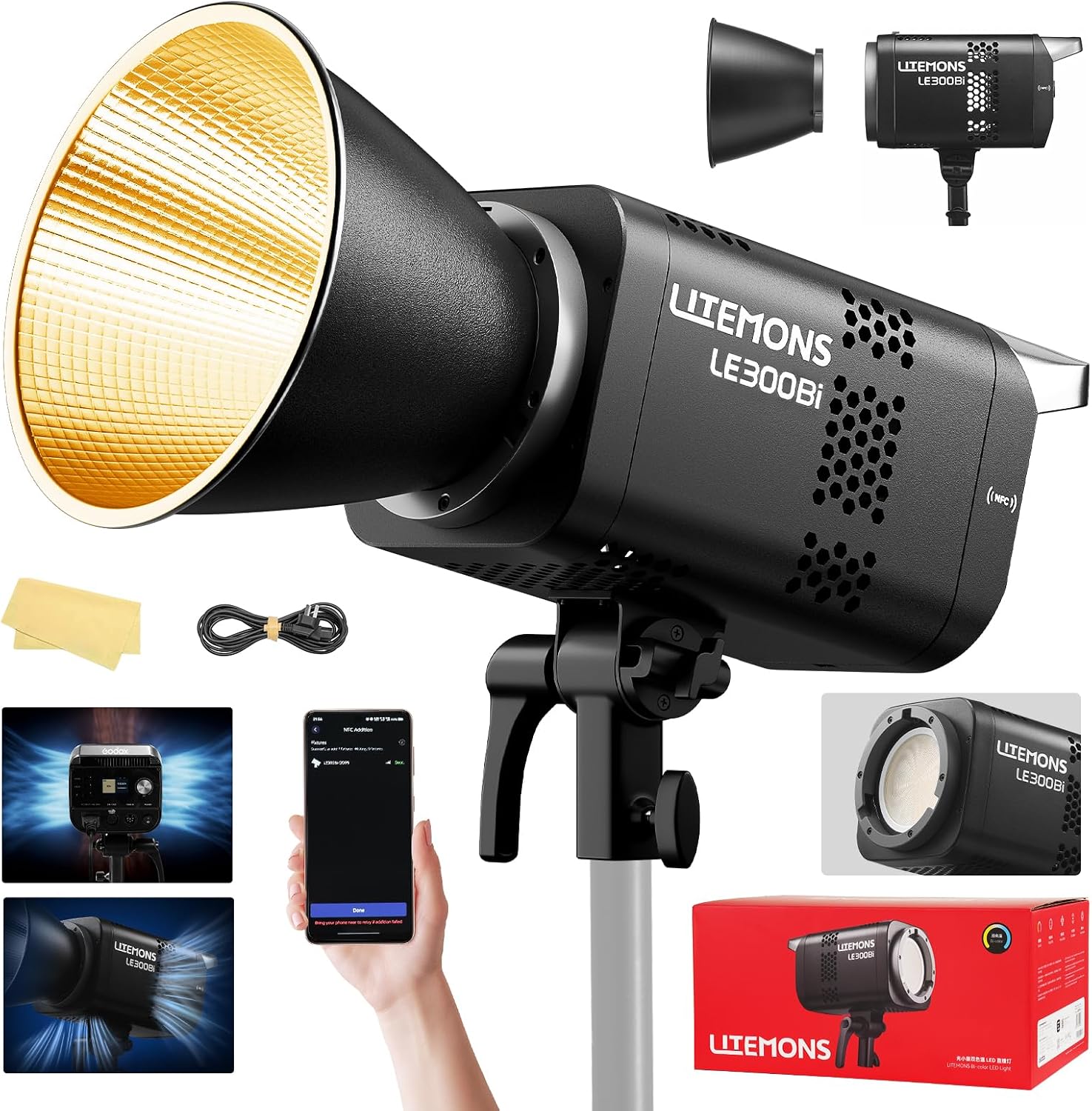 Photography Youtube - RGB LEDビデオ照明キット、3個セットのスタジオビデオライト（パネル付き）、アプリ制御、3200K-5600K、8つのシーンライトモード、YouTube写真撮影照明用