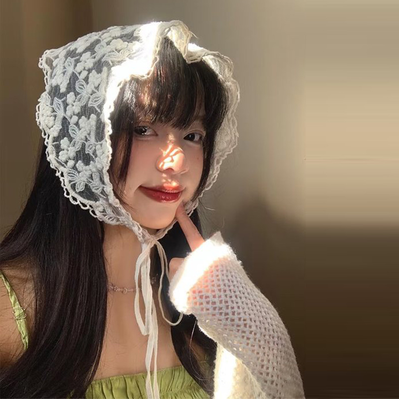 白織花レースヘアスカーフラップ女性レトロ三角形スカーフ帽子旅 - Photography Triangle のレビューと価格