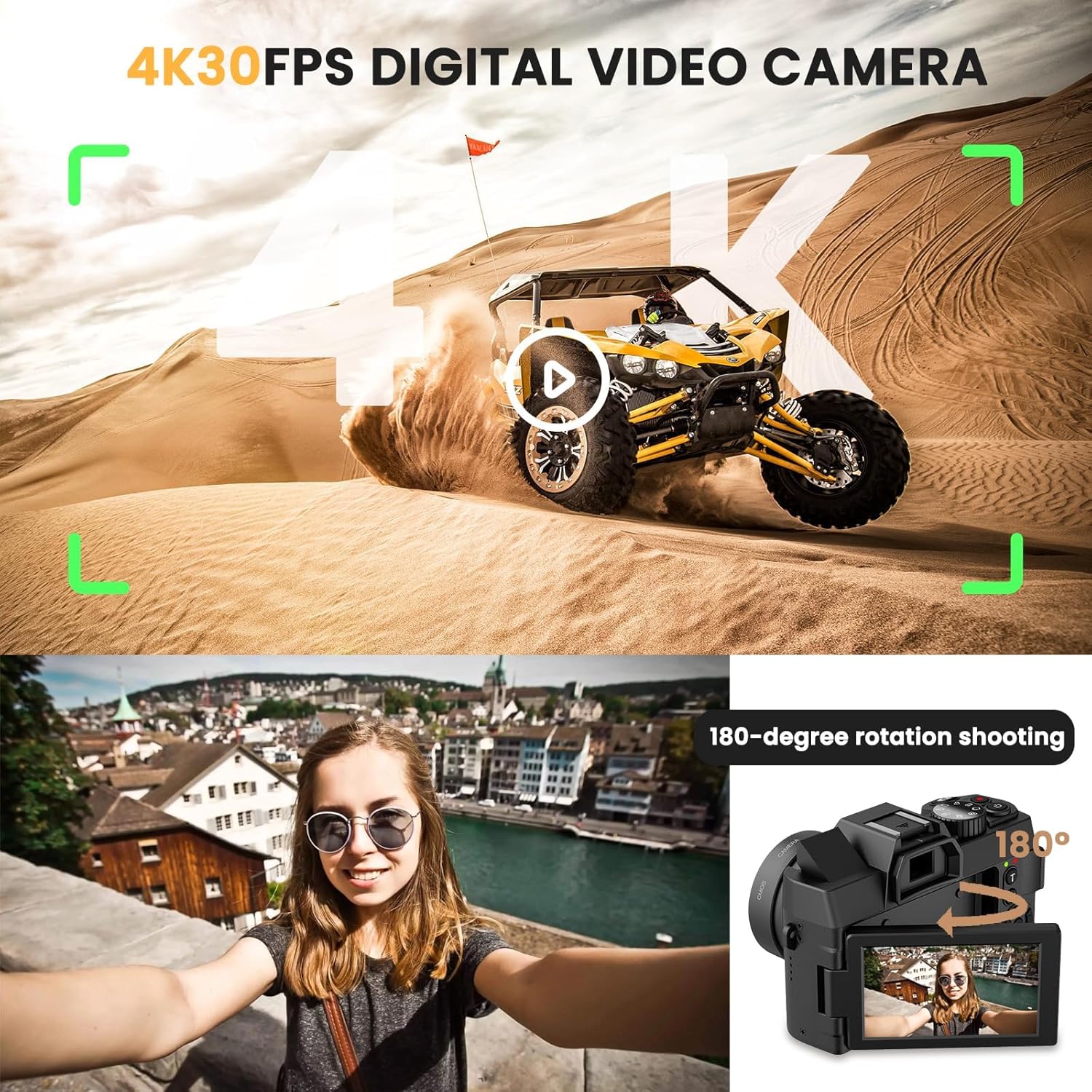48MPデジタルカメラ WiFiとオートフォーカス機能搭載、 - Photography Youtube のレビューと価格