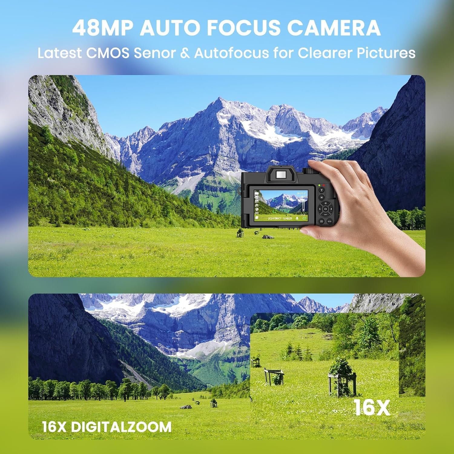 48MPデジタルカメラ WiFiとオートフォーカス機能搭載、 - Photography Youtube のレビューと価格