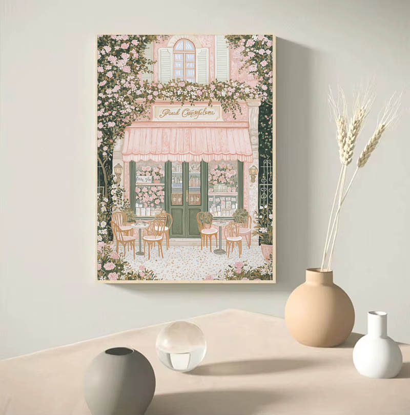 1pc モダンな都市景観旅行壁画ピンクの花自然風景建物アート - Photography Angle のレビューと価格