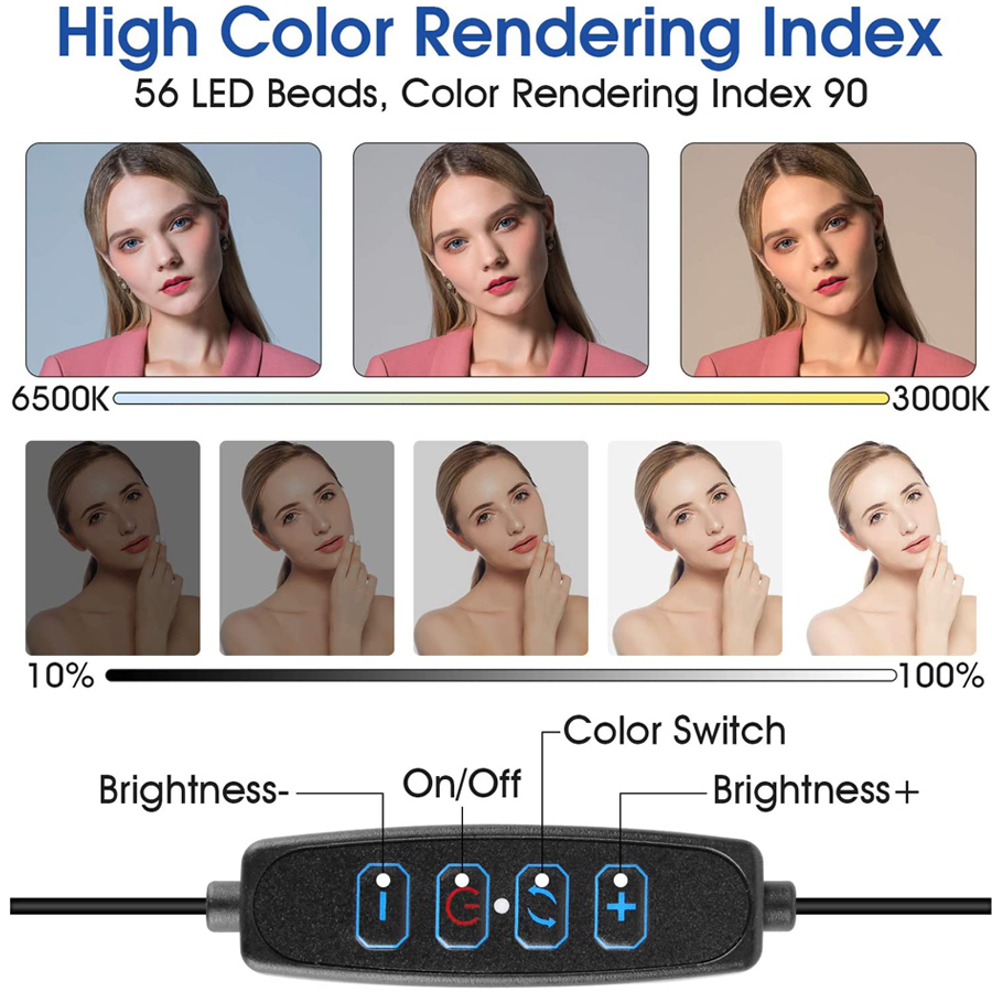 16cm LEDビデオライト スタンド付き セルフィーリング - Photography Youtube のレビューと価格
