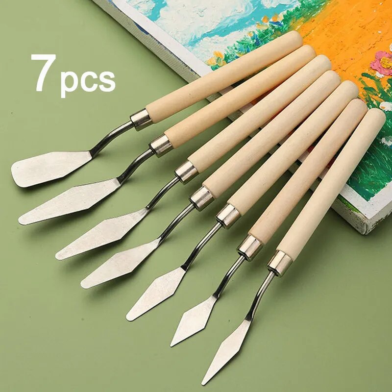 7 個ステンレス鋼パレットナイフガッシュパレットキット油絵用 - Photography Fine Art のレビューと価格